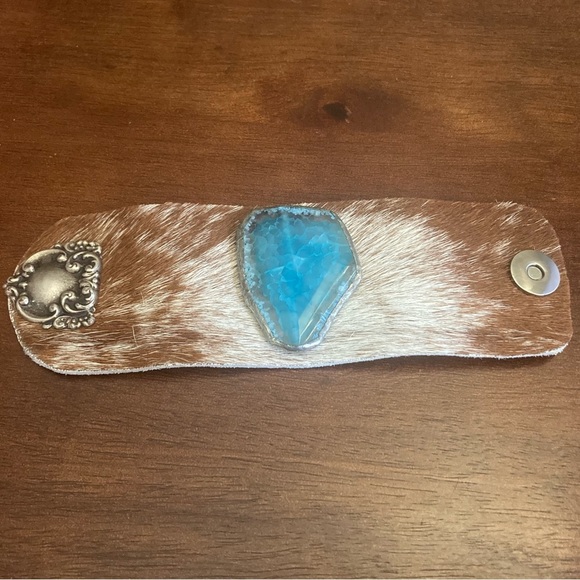 Handmade Hair in Hide Druzy Quartz Bracelet - Picture 2 of 11